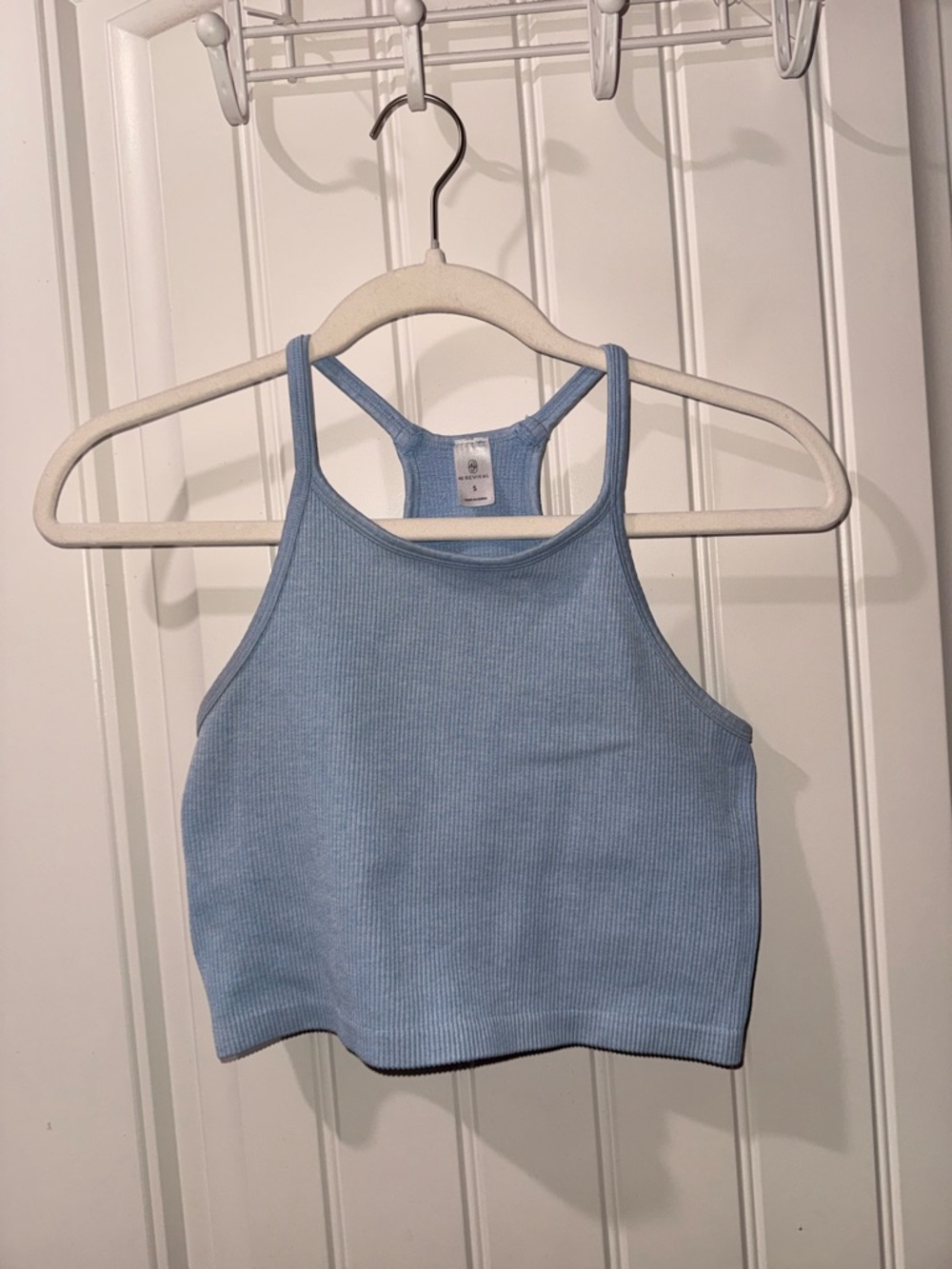 Altar'd State Sky Blue Ribbed Racerback Crop Top